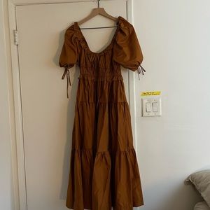 En Saison Brielle Tiered Peasant Dress in Brown